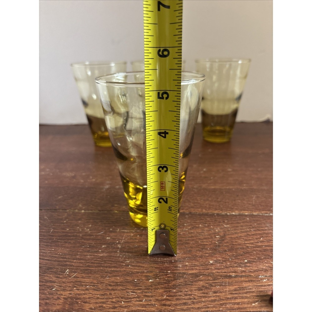 Vintage Libbey Honey Amber Ripple Wave Drinking Glasses Swirl Ripple Set Of 4 - Picture 3 of 7